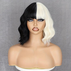 Short Bob Curly Wigs With Bangs Y2K Synthetic Fiber for Women Girls