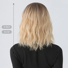 30 48 Cm Water Wavy Synthetic Wig With Fringe Medium Length Curly Synthetic Wig