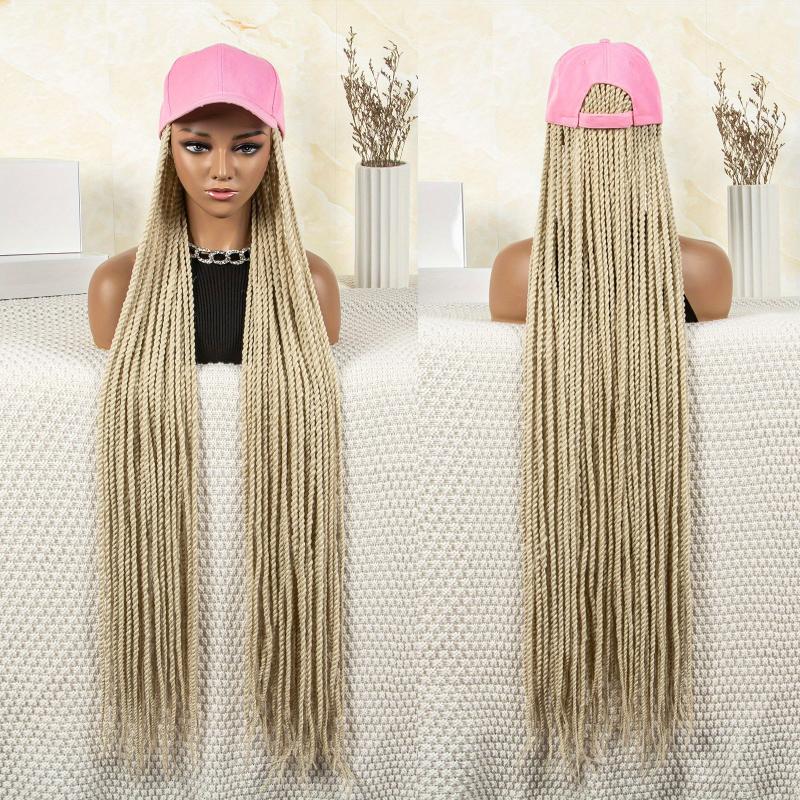 Long Braiding Hair Wigs With Baseball Cap Box Braids Hair Wigs