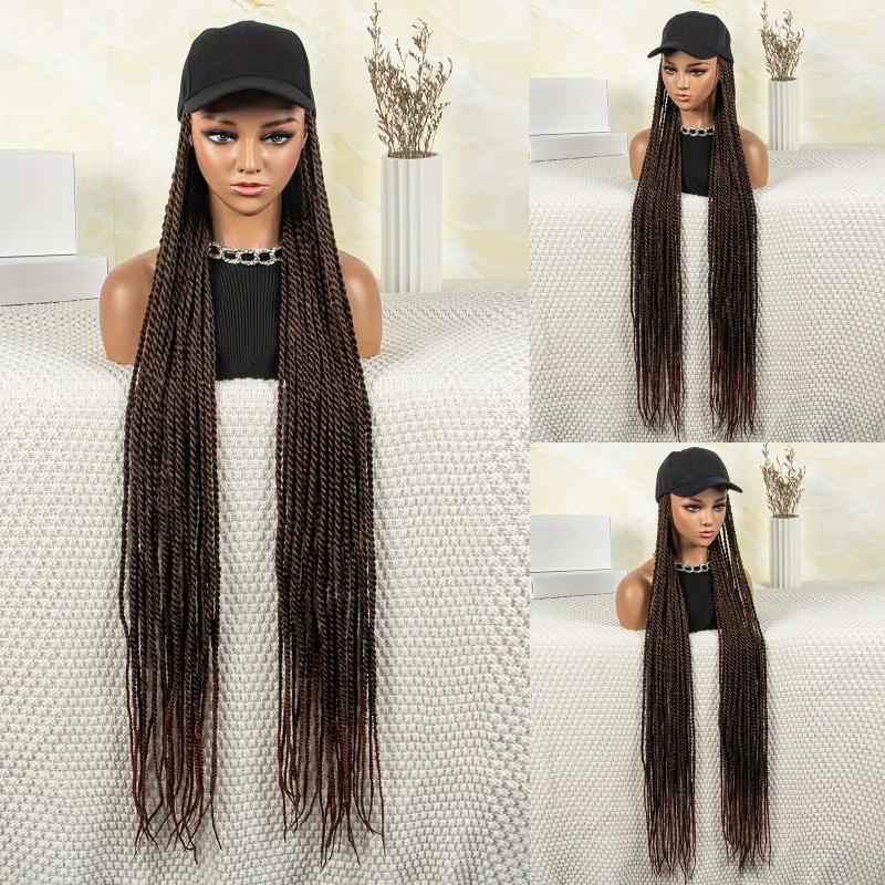 Long Braiding Hair Wigs With Baseball Cap Box Braids Hair Wigs