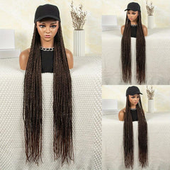 Long Braiding Hair Wigs With Baseball Cap Box Braids Hair Wigs