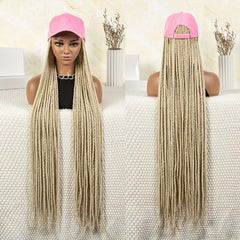 Long Braiding Hair Wigs With Baseball Cap Box Braids Hair Wigs