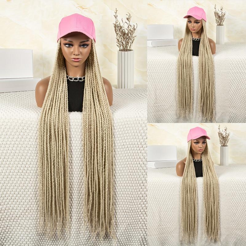 Long Braiding Hair Wigs With Baseball Cap Box Braids Hair Wigs