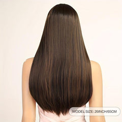 12 Cm Long Straight Hair Wig With Bangs Natural Looking Syntehtic Fiber Wig