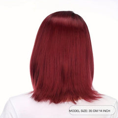 Ombre Red Short Bob Wig for Women