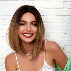 Ombre Red Short Bob Wig for Women