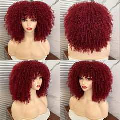 35 56 Cm Afro Kinky Curly Hair Wigs Synthetic Fiber Hair Replacement Wigs