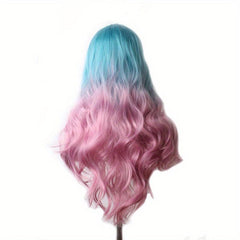 Rainbow Long Curly Synthetic Wig Heat Resistant Halloween Cosplay Party