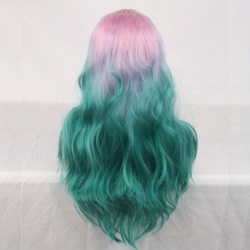 Rainbow Long Curly Synthetic Wig Heat Resistant Halloween Cosplay Party