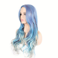Rainbow Long Curly Synthetic Wig Heat Resistant Halloween Cosplay Party