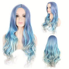 Rainbow Long Curly Synthetic Wig Heat Resistant Halloween Cosplay Party