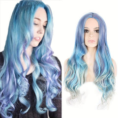 Rainbow Long Curly Synthetic Wig Heat Resistant Halloween Cosplay Party