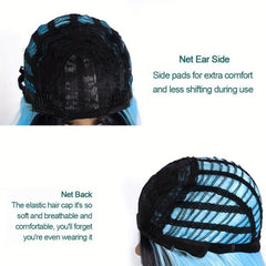 Teal Ombre Short Bob Wig for Women Daily and Party Wear