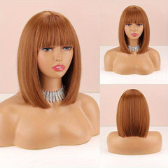 Short Grey Gradient Bob Wig Synthetic Wig Daily Use
