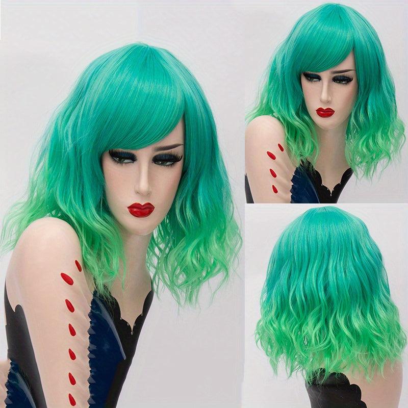 Short Curly Brown Bob Synthetic Wig With Bangs