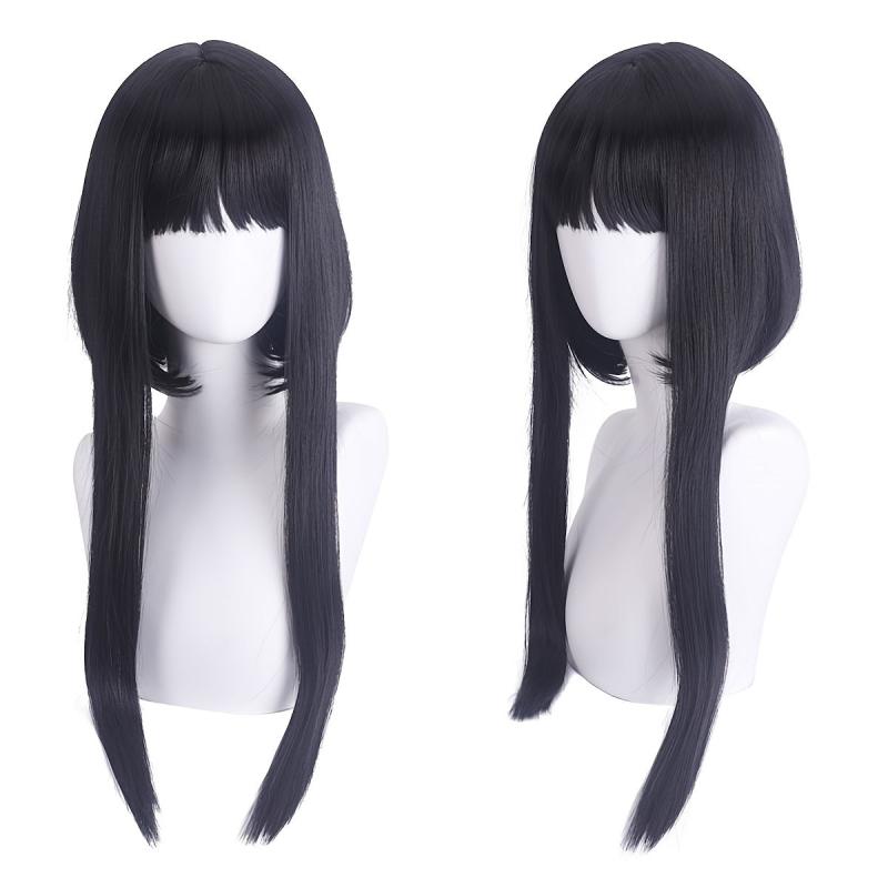 Long Straight Wig With Braids Synthetic Wig With Bangs
