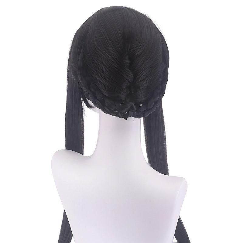 Long Straight Wig With Braids Synthetic Wig With Bangs