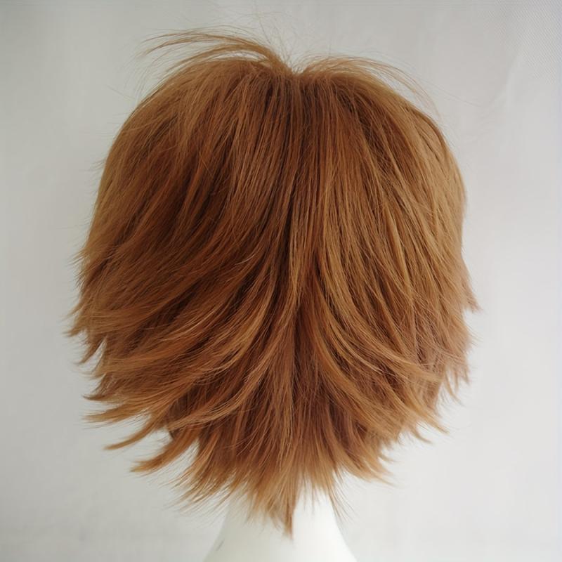 Brown Cosplay Wig Fluffy Heat Resistant With Bangs Hair For Party