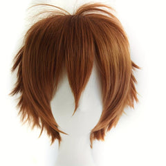 Brown Cosplay Wig Fluffy Heat Resistant With Bangs Hair For Party