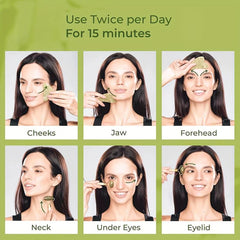 Natural Green Roller And Gua Sha Set for Facial and Body Care