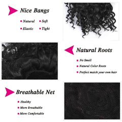 Afro Puff Ponytail Bangs Kinky Curly Hair Clip Short Extensions