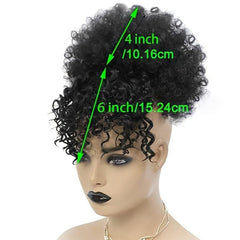 Afro Puff Ponytail Bangs Kinky Curly Hair Clip Short Extensions