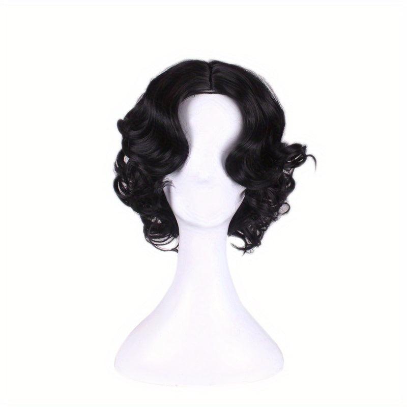 Short Curly Bob Cut Wig With Bangs Synthetic Wig Heat Resistant