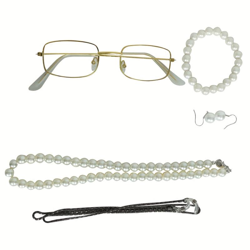Old Lady Grandma Wig Glasses Halloween Cosplay Hair