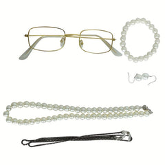 Old Lady Grandma Wig Glasses Halloween Cosplay Hair
