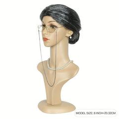 Old Lady Grandma Wig Glasses Halloween Cosplay Hair