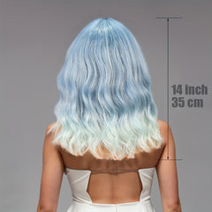 Short Body Wavy Bob Ombre Wig with Bangs - Colorful Synthetic Cosplay Party Wig