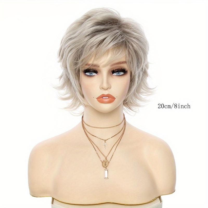 Short Curly Wigs With Bangs For Women Silvery