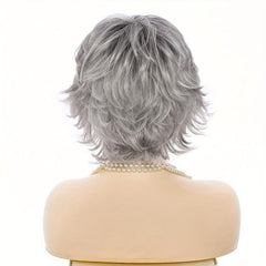 Short Curly Wigs With Bangs For Women Silvery