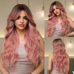 Long Wavy Ombre Curly Hair Synthetic Wig With Bangs