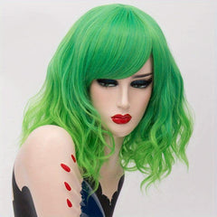Short Grey Wavy Cosplay Red Wig Women 8 Colors Synthetic Hair