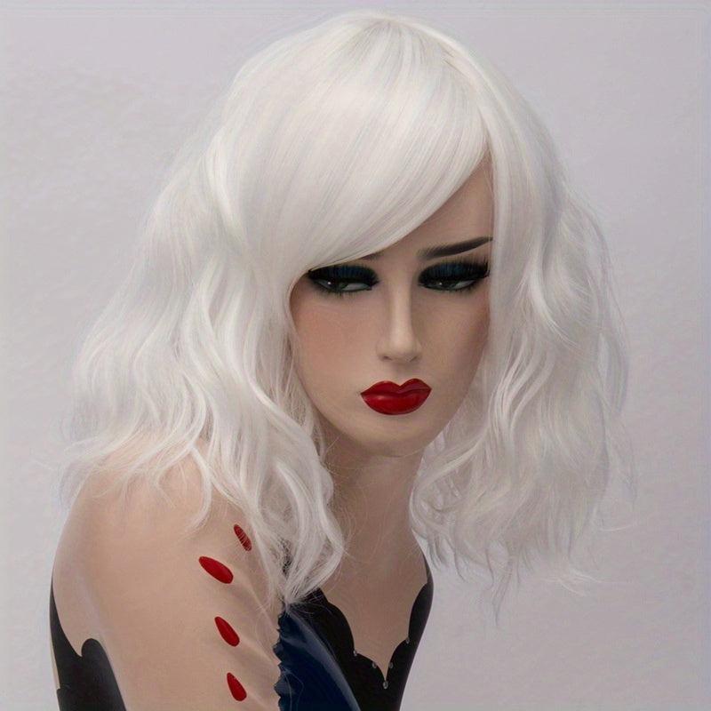 Short Grey Wavy Cosplay Red Wig Women 8 Colors Synthetic Hair