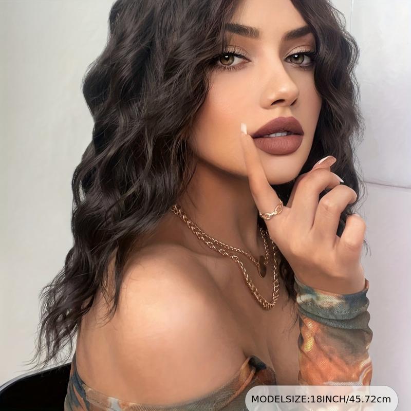 45 72 Cm Shoulder Length Curly Wavy Synthetic Wig Grey