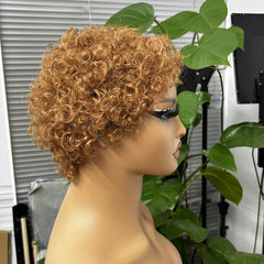 150 Density Short Curly Wavy Human Hair Wig Non Lace Wigs