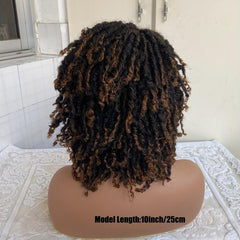 Short Dreadlock Wig Ombre Red Honey Blonde Curly Synthetic Wig