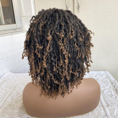 Short Dreadlock Wig Ombre Red Honey Blonde Curly Synthetic Wig