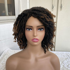 Short Dreadlock Wig Ombre Red Honey Blonde Curly Synthetic Wig