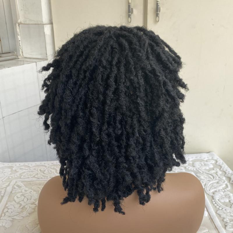 Short Dreadlock Wig Ombre Red Honey Blonde Curly Synthetic Wig
