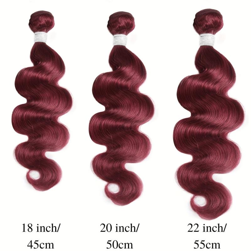 Brazilian Virgin Hair Burgundy Body Wave Double Weft 10A Human Hair 99J Red