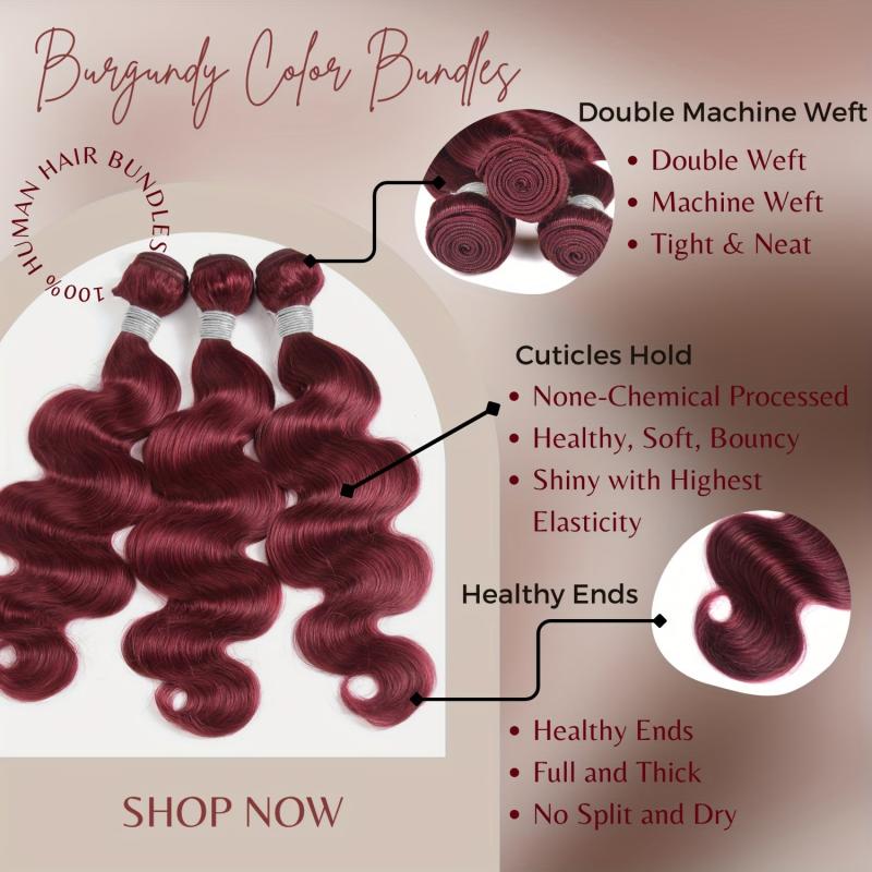 Brazilian Virgin Hair Burgundy Body Wave Double Weft 10A Human Hair 99J Red