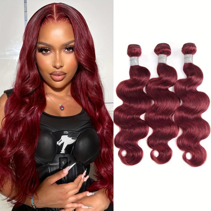 Brazilian Virgin Hair Burgundy Body Wave Double Weft 10A Human Hair 99J Red