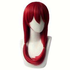 Red Long Straight Synthetic Wig With Bangs Anime Cosplay Wig