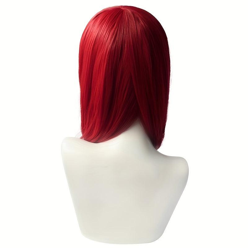 Red Long Straight Synthetic Wig With Bangs Anime Cosplay Wig