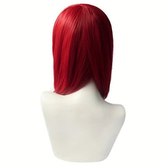 Red Long Straight Synthetic Wig With Bangs Anime Cosplay Wig