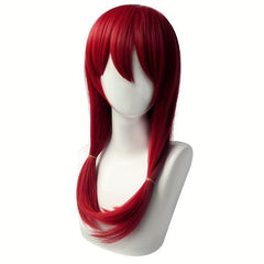 Red Long Straight Synthetic Wig With Bangs Anime Cosplay Wig