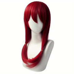 Red Long Straight Synthetic Wig With Bangs Anime Cosplay Wig